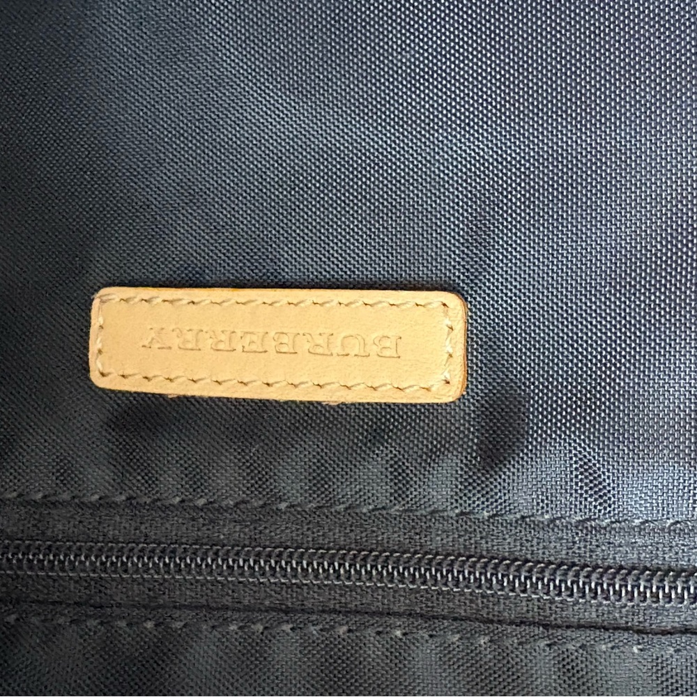 Burberry Black Canvas Tote/ Tan Leather Handles with Nova Check Bottom/Interior - Picture 8 of 16